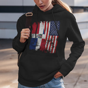 Dominican Republic USA Flag Half America Hoodie