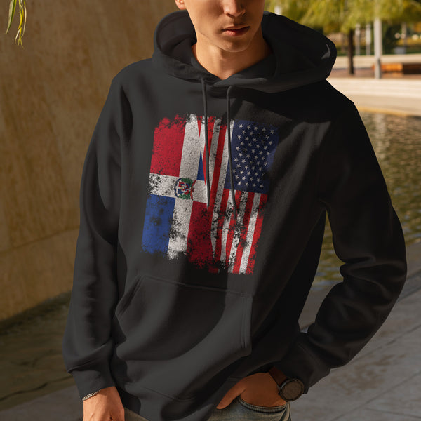 Dominican Republic USA Flag Half America Hoodie