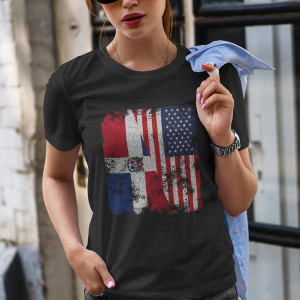 Dominican Republic USA Flag Half America T-Shirt