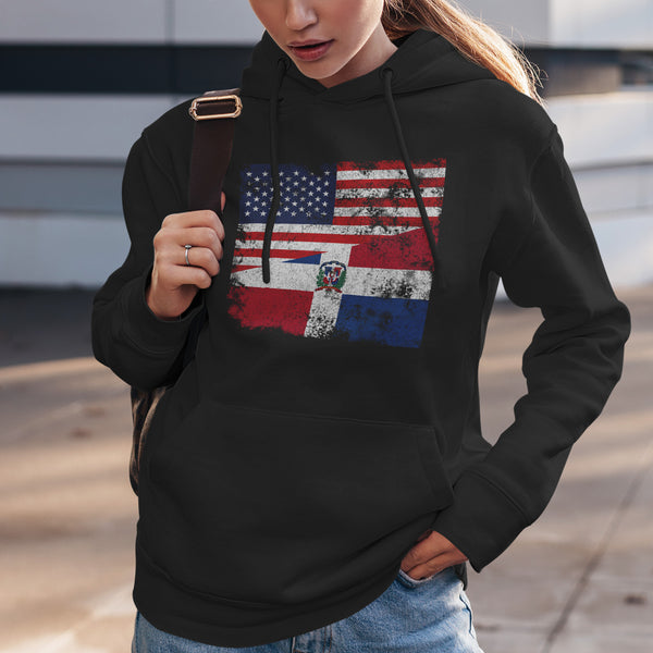 Dominican Republic USA Flag Hoodie