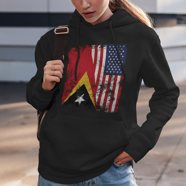 East Timor USA Flag - Half American Hoodie