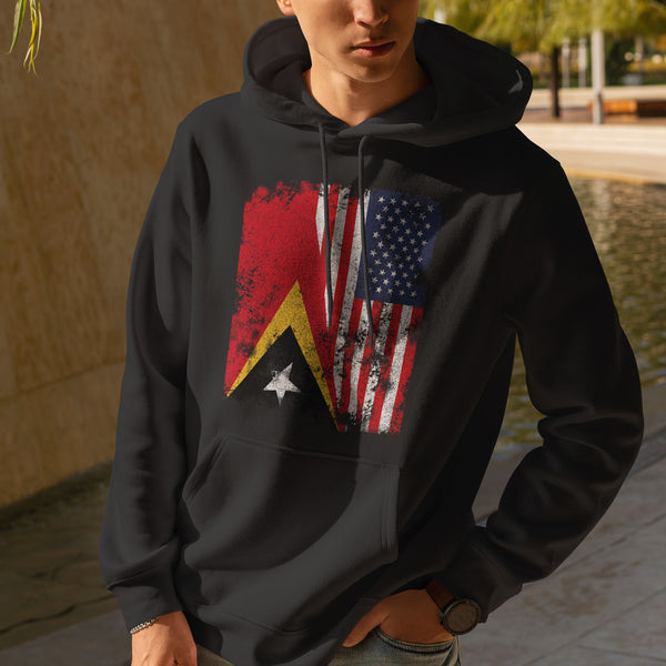 East Timor USA Flag - Half American Hoodie