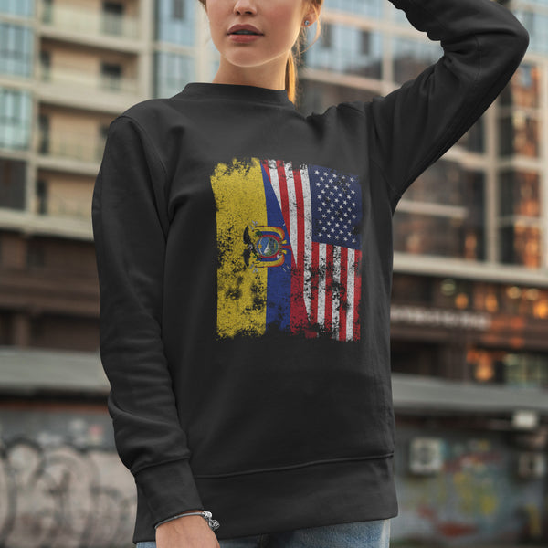 Ecuador USA Flag - Half American Sweatshirt