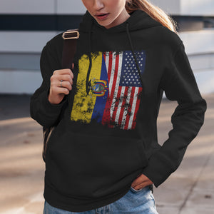 Ecuador USA Flag - Half American Hoodie