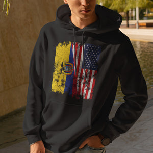 Ecuador USA Flag - Half American Hoodie