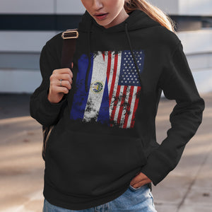 El Salvador USA Flag - Half American Hoodie