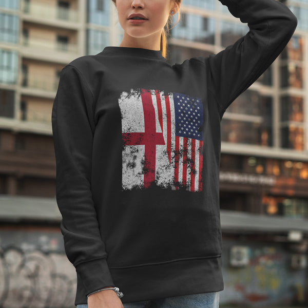 England USA Flag - Half American Sweatshirt