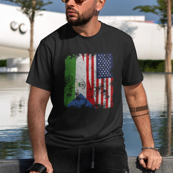Equatorial Guinea USA Flag Half American T-Shirt