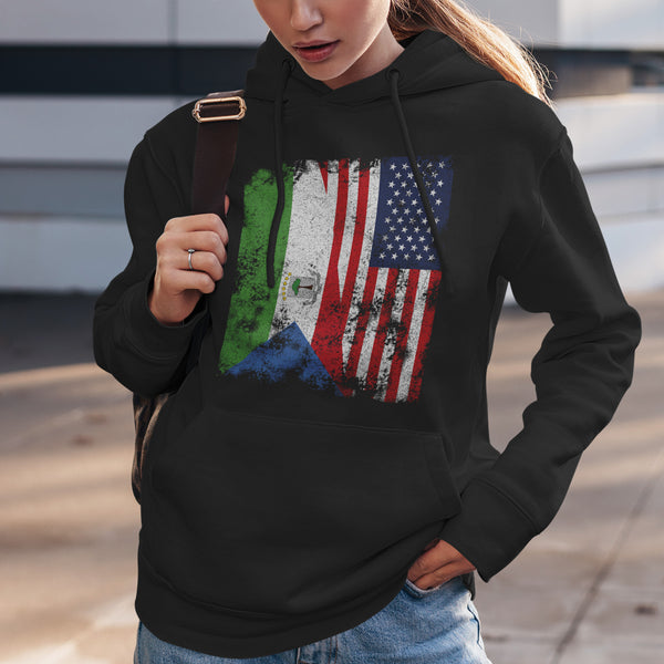 Equatorial Guinea USA Flag Half American Hoodie