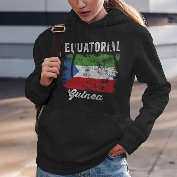 Equatorial Guinea Flag Distressed Hoodie