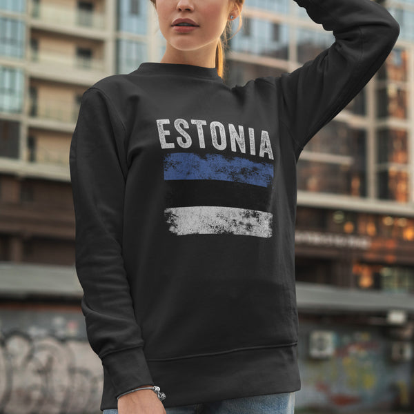 Estonia Flag Distressed - Estonian Flag Sweatshirt