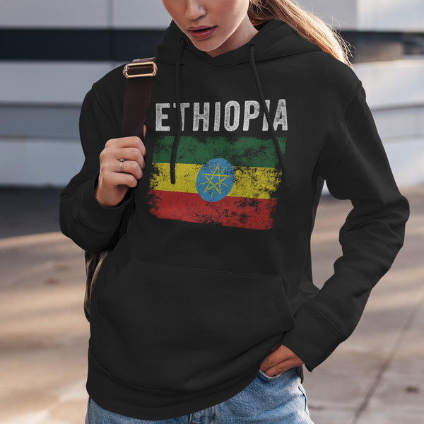 Ethiopia Flag Distressed Ethiopian Flag Hoodie