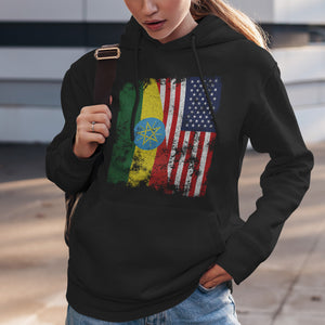 Ethiopia USA Flag - Half American Hoodie