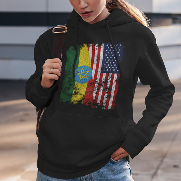 Ethiopia USA Flag - Half American Hoodie