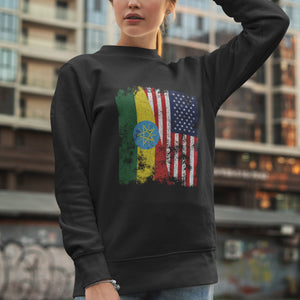 Ethiopia USA Flag - Half American Sweatshirt