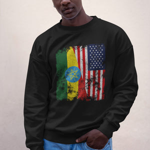 Ethiopia USA Flag - Half American Sweatshirt