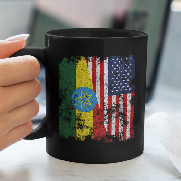 Ethiopia USA Flag - Half American Mug