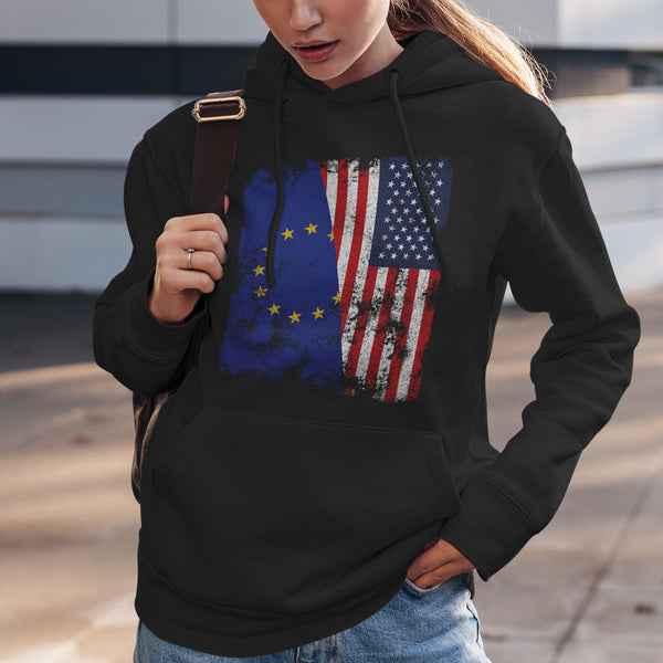 European Union USA Flag - Half American Hoodie