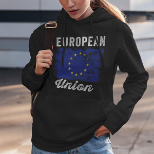 European Union Flag Distressed Hoodie