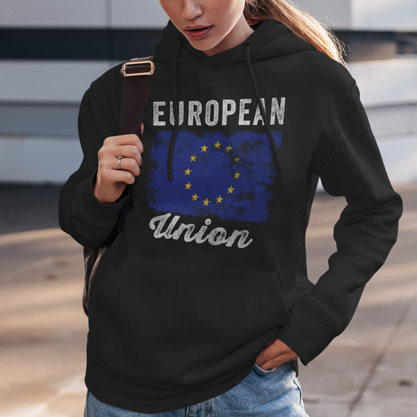 European Union Flag Distressed Hoodie
