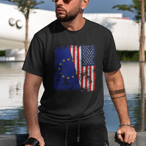 European Union USA Flag - Half American T-Shirt