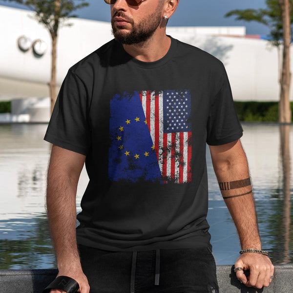 European Union USA Flag - Half American T-Shirt