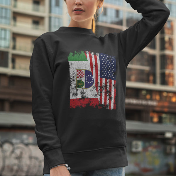 Federation Bosnia Herzegovina USA Flag Sweatshirt Black / S