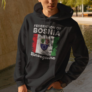Bosnia and Herzegovina Flag Distressed Hoodie Black / S