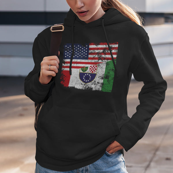 Federation of Bosnia and Herzegovina USA Flag Hoodie Black / S