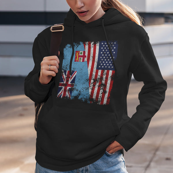 Republic of Fiji USA Flag Half American Hoodie