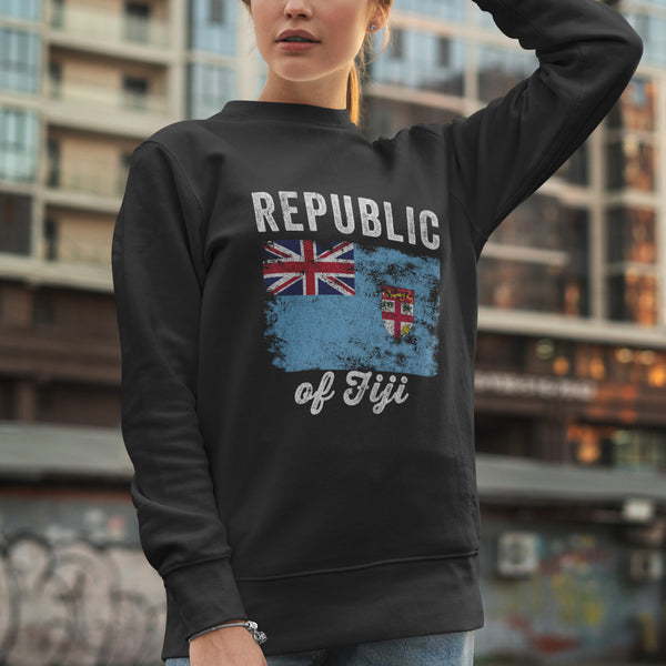 Fiji Flag Distressed - Fijian Flag Sweatshirt