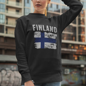 Finland Flag Distressed - Finnish Flag Sweatshirt