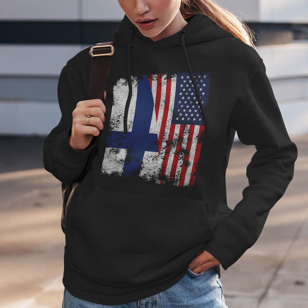 Finland USA Flag - Half American Hoodie