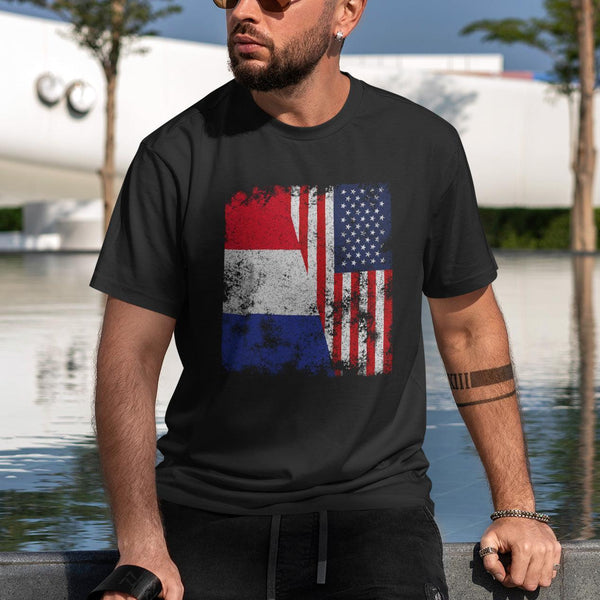 France USA Flag - Half American T-Shirt