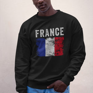 France Flag Distressed - French Flag Sweatshirt