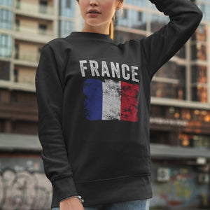 France Flag Distressed - French Flag Sweatshirt