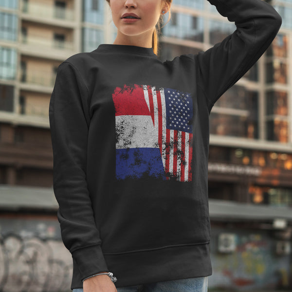 France USA Flag - Half American Sweatshirt
