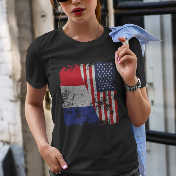 France USA Flag - Half American T-Shirt