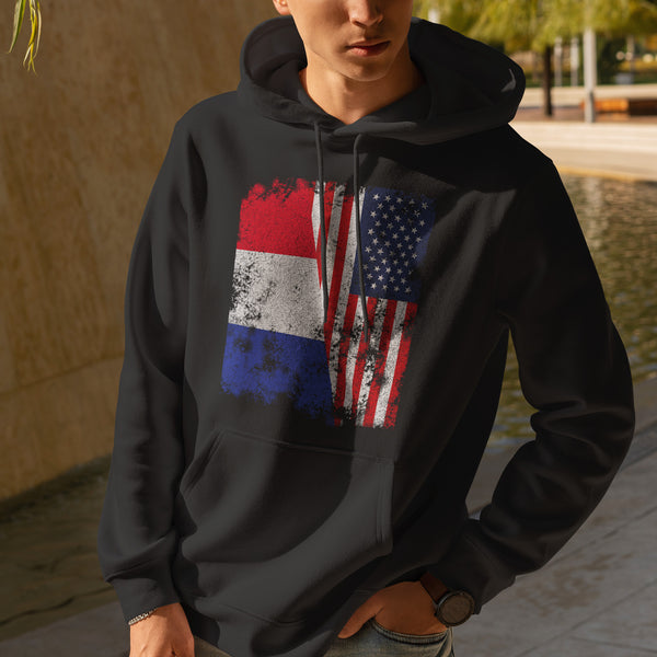 France USA Flag - Half American Hoodie