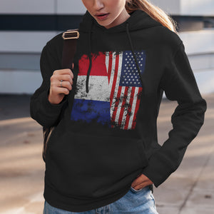 France USA Flag - Half American Hoodie