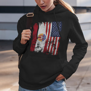 French Polynesia USA Flag Half American Hoodie