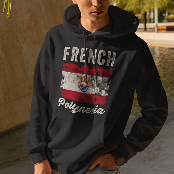 French Polynesia Flag Distressed Hoodie
