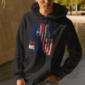 French Southern Antarctic Lands USA Flag Hoodie Black / S