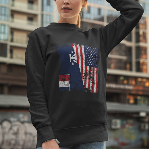 French Southern Antarctic Lands USA Flag Sweatshirt Black / S