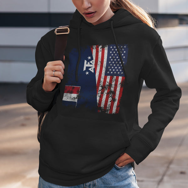 French Southern Antarctic Lands USA Flag Hoodie Black / S