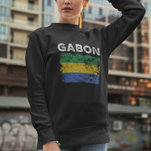 Gabon Flag Distressed - Gabonese Flag Sweatshirt