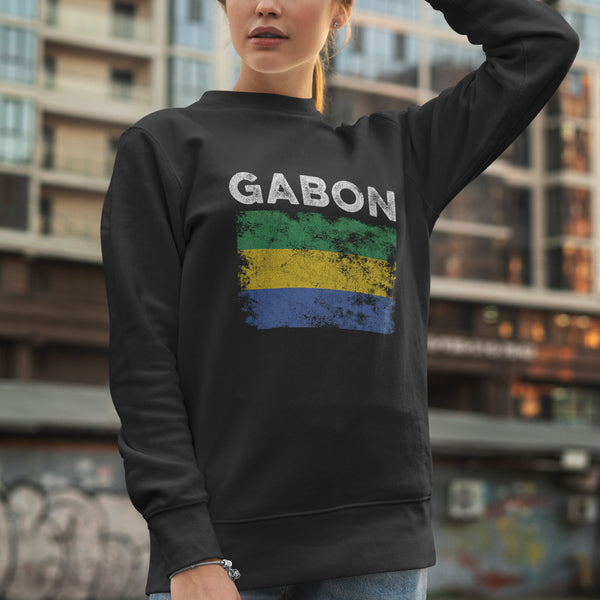 Gabon Flag Distressed - Gabonese Flag Sweatshirt
