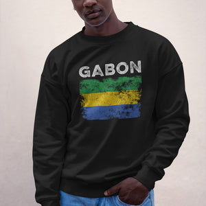 Gabon Flag Distressed - Gabonese Flag Sweatshirt