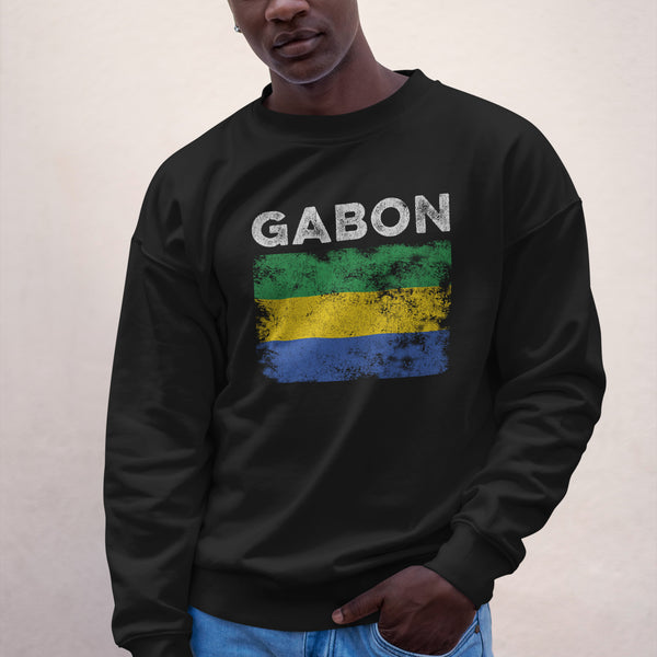 Gabon Flag Distressed - Gabonese Flag Sweatshirt