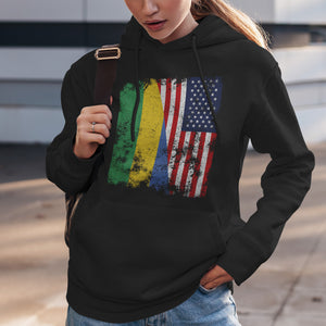 Gabon USA Flag - Half American Hoodie